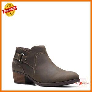 Women's Ankle Boots with Stacked Heel Side Zip Comfort Footbed